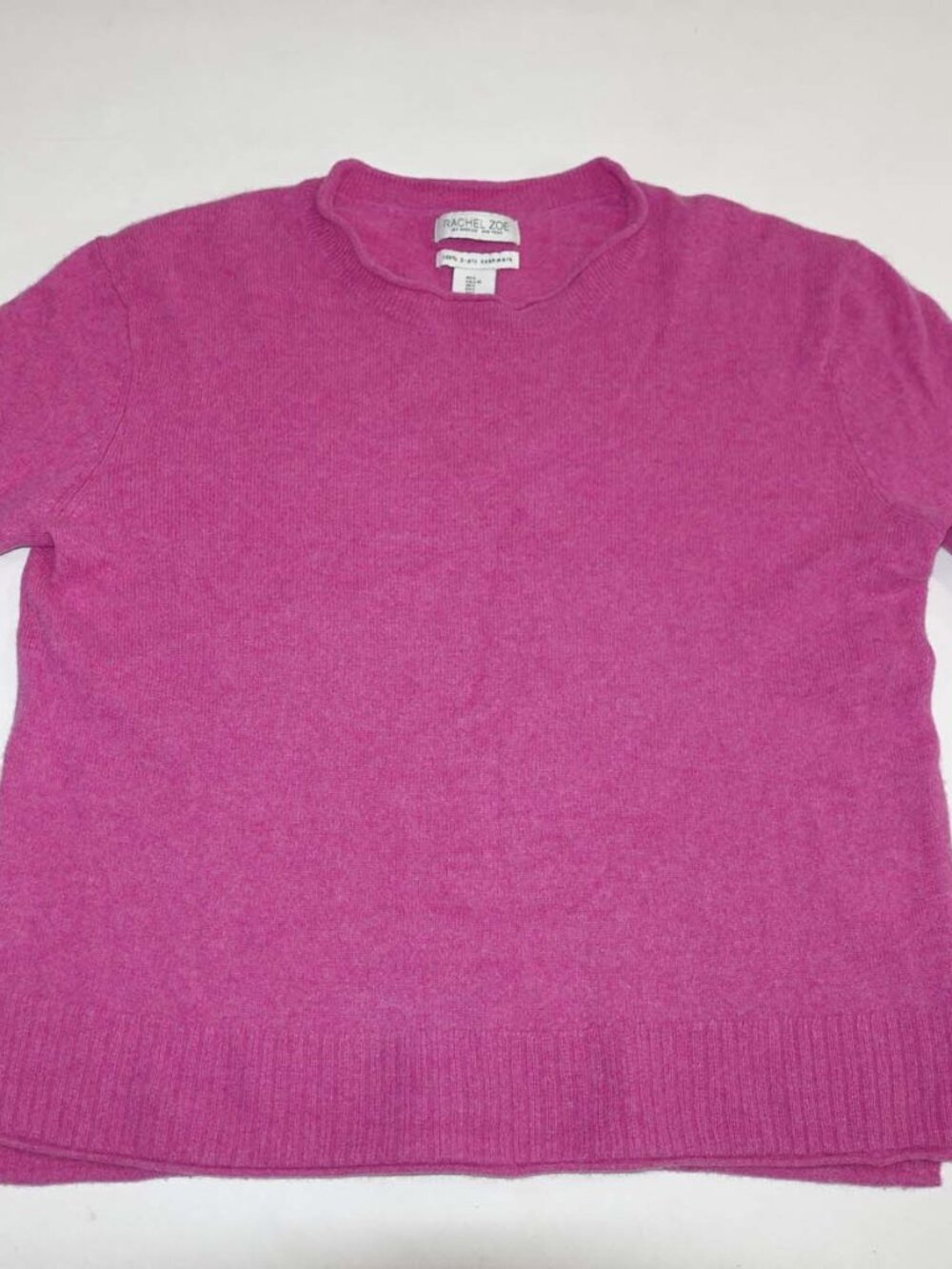 Rachel Zoe Women's 100% 2 Ply Cashmere Crewneck Sweater Large Pink Pullover L